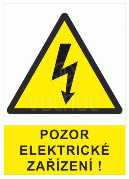 Tabulka Pozor elektrické zařízení, A6, samolepka